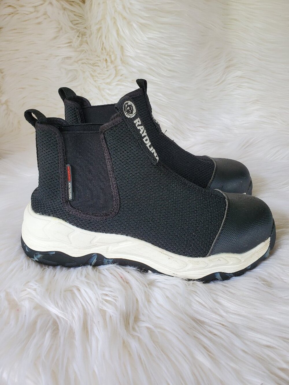 RAYDLINX Women's Black Lightweight Mesh Steel Toe Safety Boots SZ 6.5